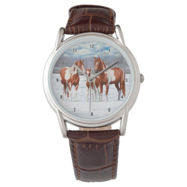 Montre Chestnut Pinto Sorrel Peinture Quarter Chevaux Dan (devant)