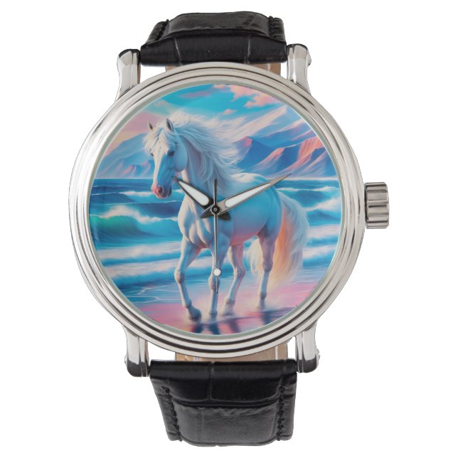 Montre Cheval animal océan vagues montagnes liberté (devant)