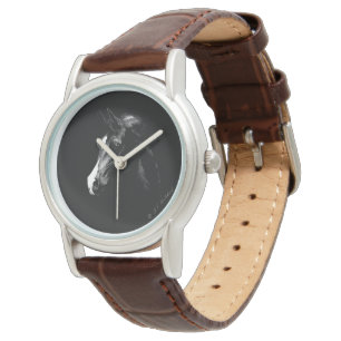 Montre Cheval arabe noir classique sur une