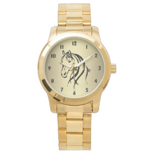 Montre Cheval avec chiffres noirs
