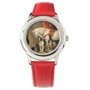 Montre Cheval Blanc Avec Chiens