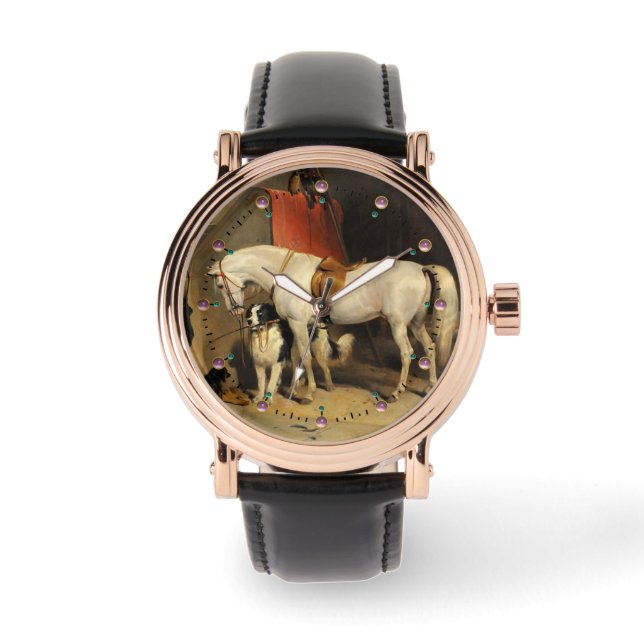 Montre Cheval Blanc Avec Chiens (Recto)