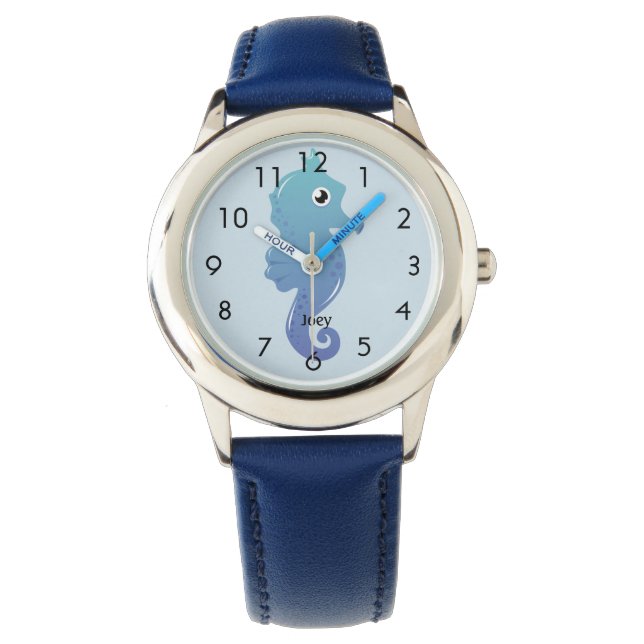 Montre Cheval bleu Personnalisé Enfant (devant)