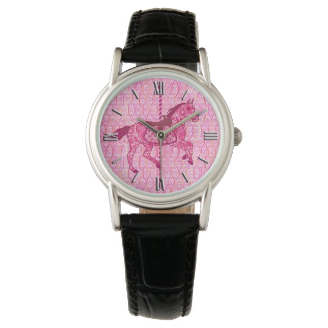 Montre Cheval de carrousel - Fuchsia rose (devant)