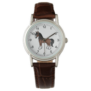 Montre Cheval de dessin Brown Gypsy Vanner Clydesdale Shi