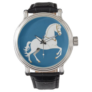 Montre Cheval de Luxe Classique Étalon Blanc Élégant
