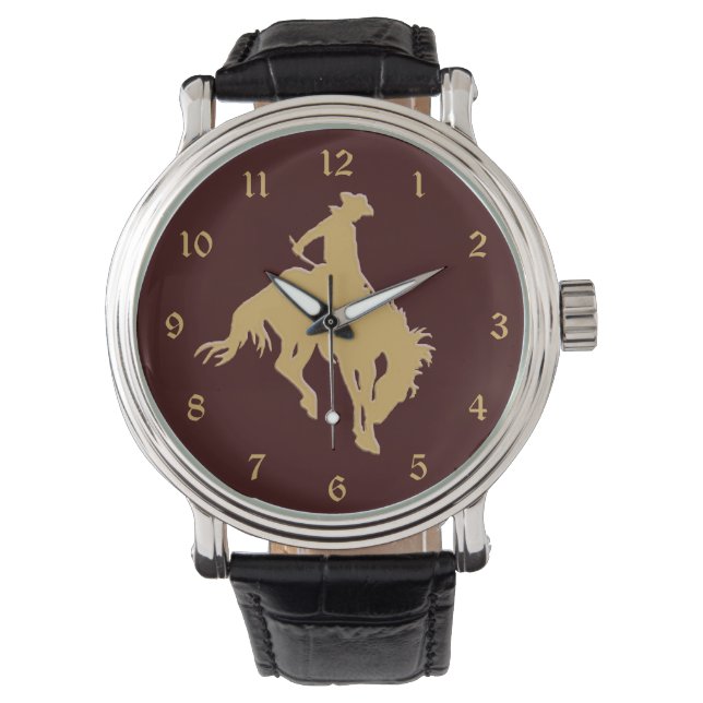 Montre Cheval de saut de cowboy en or (devant)