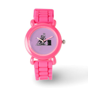 Montre Cheval d'emballage de baril avec la cow-girl