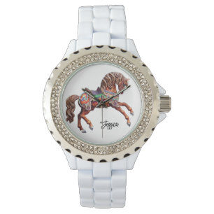 Montre Cheval en bois orné
