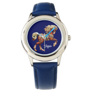 Montre Cheval en bois orné