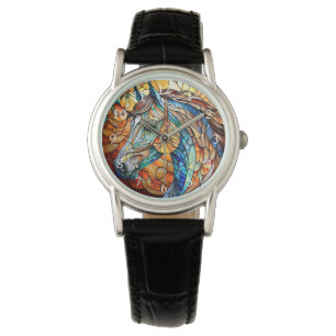 Montre Cheval en verre coloré vibrant 25