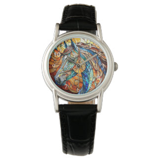 Montre Cheval en verre coloré vibrant 25