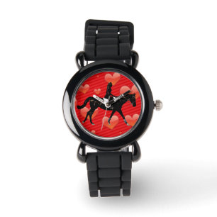 Montre Cheval équestre et Coeurs rouges