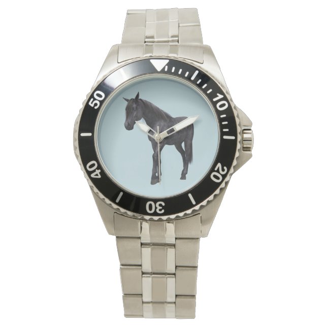 Montre Cheval noir aux yeux bleus (devant)