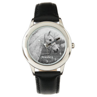 Montre Cheval noir et blanc filles