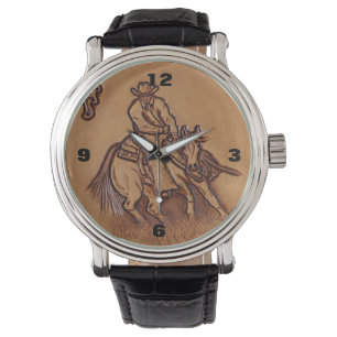 Montre Cheval occidental en cuir équitation Rodeo Cowboy