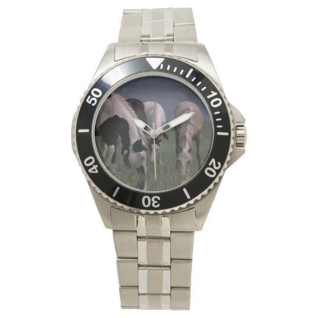 Montre Cheval Piebald Boire en famille, Montre-Poignets H (devant)