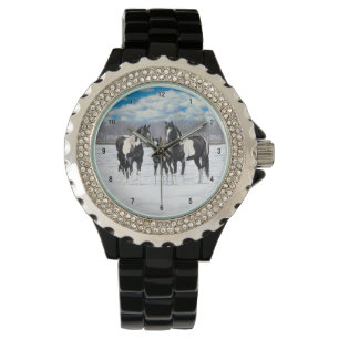 Montre Cheval Pinto Quarter Noir Chevaux Paint Chevaux Da