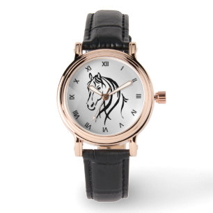 Montre Cheval Tête en argent avec chiffres romains