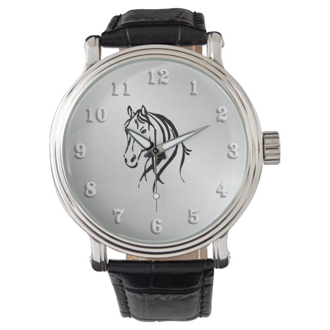 Montre Cheval tête sur argent (devant)