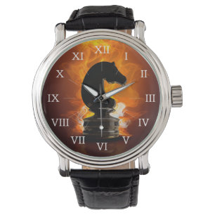 Montre Chevalier d'échecs en flammes