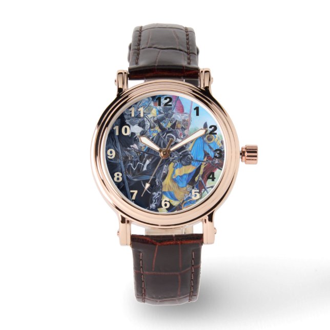 Montre chevaliers médiévaux historiques jouant sur les ch (Recto)