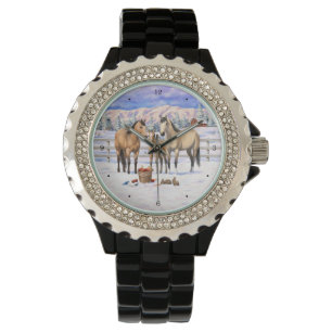 Montre Chevaux En Peau De Bouche En Neige