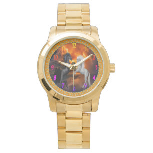 Montre Chevaux se battant dans une mauvaise tempête d'écl