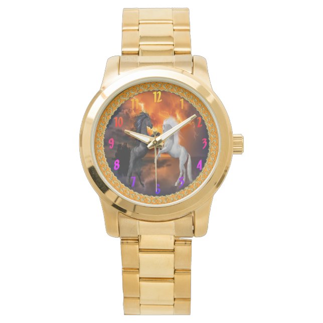 Montre Chevaux se battant dans une mauvaise tempête d'écl (devant)