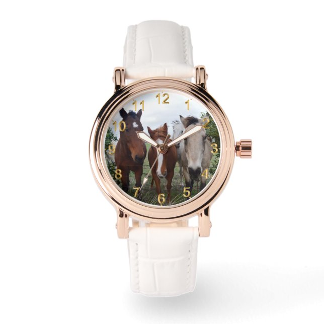 Montre Cheveux frisés, quatre amis chevaux, (Recto)