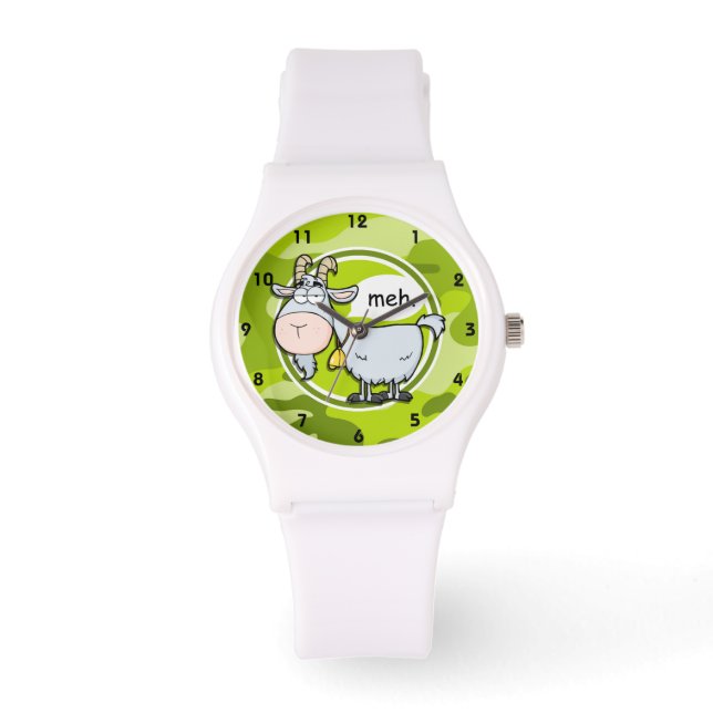 Montre Chèvre amusante; camo vert vif, camouflage (Recto)