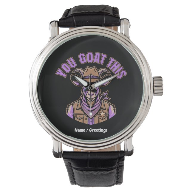 Montre Chèvre de Cowboy Drôle Pun Motivation Design Occid (devant)