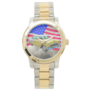 Montre Chevrolet Bel Air 1955 Avec Drapeau Américain
