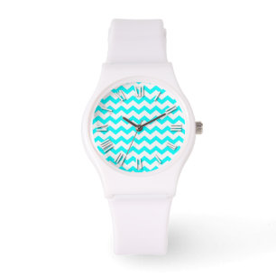 Montre Chevron Aqua Zig Zag Turquoise et blanc Zig Zig Za
