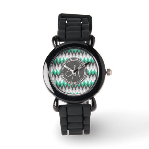 MONTRE CHEVRON GRIS ET VERT CHARCOAL