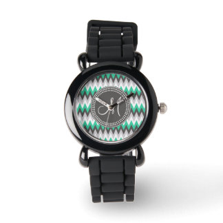 MONTRE CHEVRON GRIS ET VERT CHARCOAL