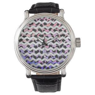 Montre Chevron Pink et Black Dalmatie
