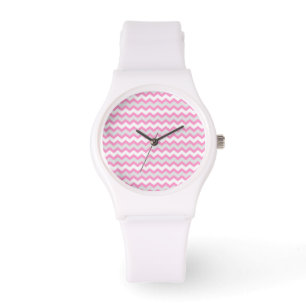 Montre Chevron rose blanc et gris Zig Zag Motif