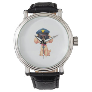 Montre Chibi Anime Police Poodle Chien