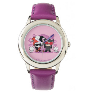 Montre Chibi Harley Quinn Et Chibi Catwoman Avec Des Chat