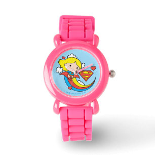 Montre Chibi Supergirl volant arc-en-ciel