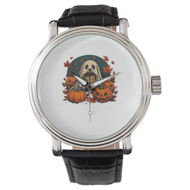 Montre Chic chien Carlin avec Citrouille Automne Hallowee (devant)