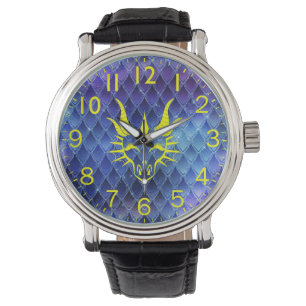 Montre Chic Dragon Head & Blue Dragon Scales Watch