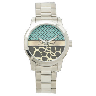 Montre Chic Quatrefoil Giraffe Imprimer