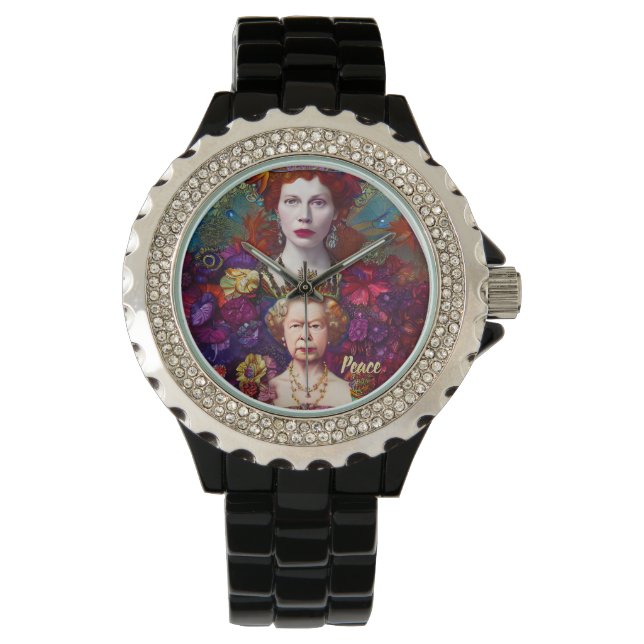 Montre Chic Reine Elizabeth II Royal Bleu et Rouge (devant)