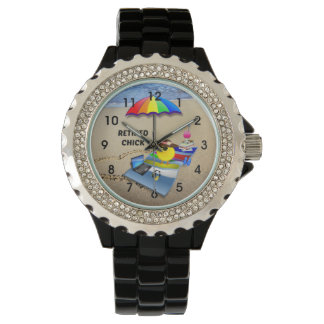 Montre Chick retraité à la plage, mignon et coloré