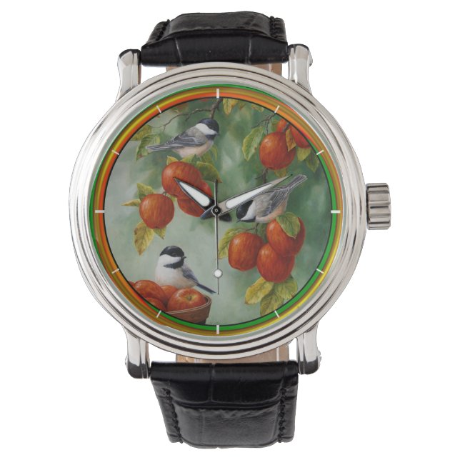 Montre Chickadee Birds Apple Harvest (devant)