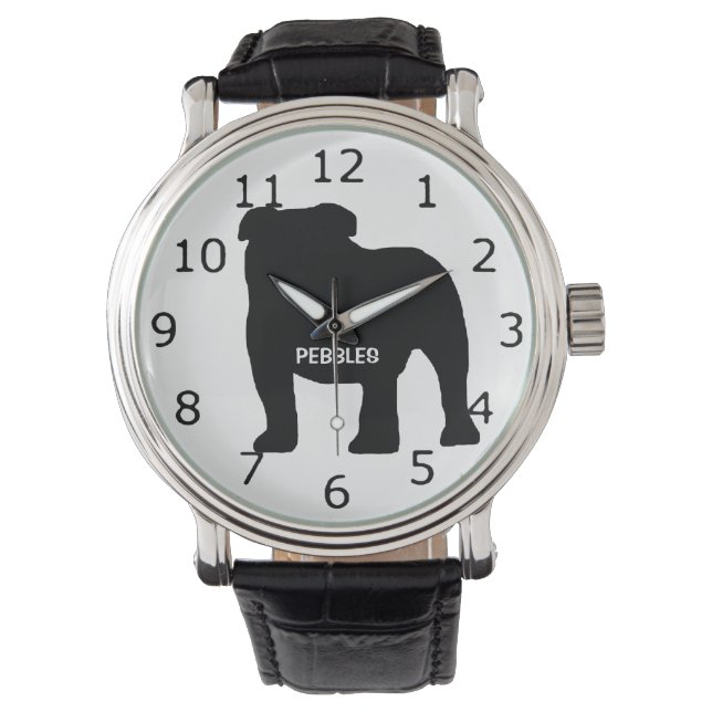Montre Chien à chien de taureau sur mesure Silhouette (devant)
