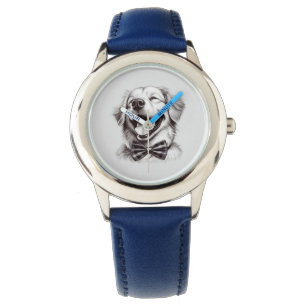 Montre chien avec cravate arc rire