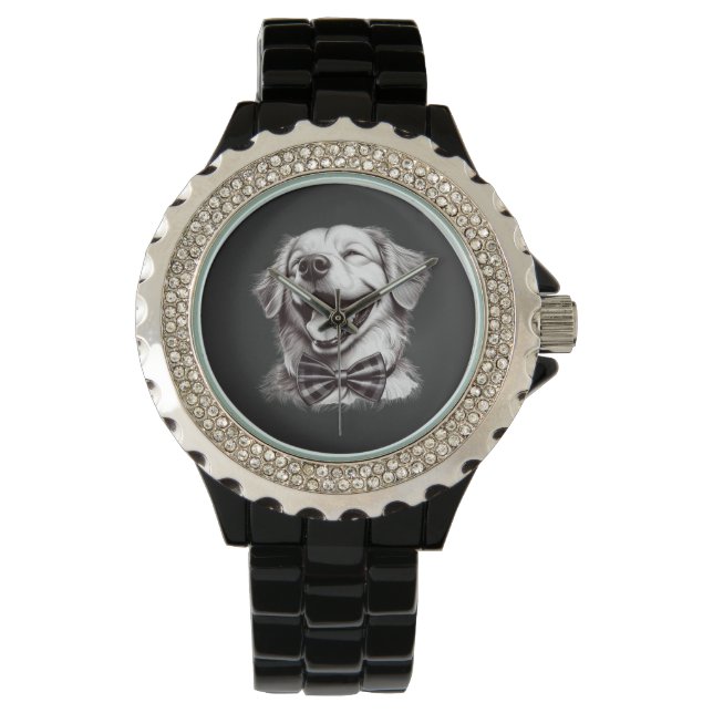 Montre chien avec cravate arc rire (devant)